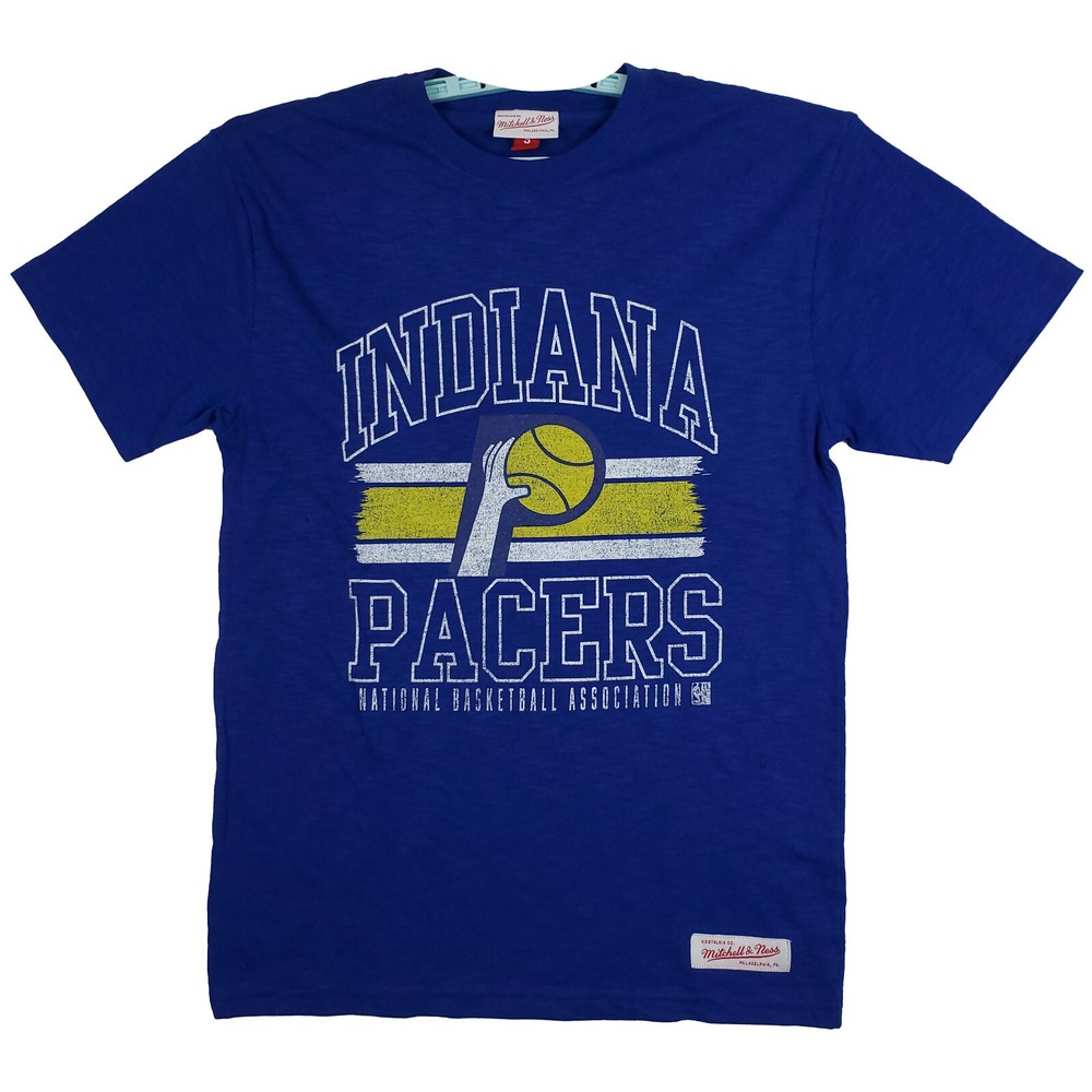 Indiana Pacers‎ Mitchell & Ness NBA Small Shirt Distressed Logo Blue New